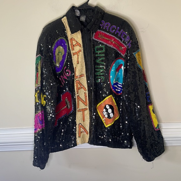 Rare 1996 Atlanta Olympic Games Sequin Bomber Jacket - Picture 2 of 4